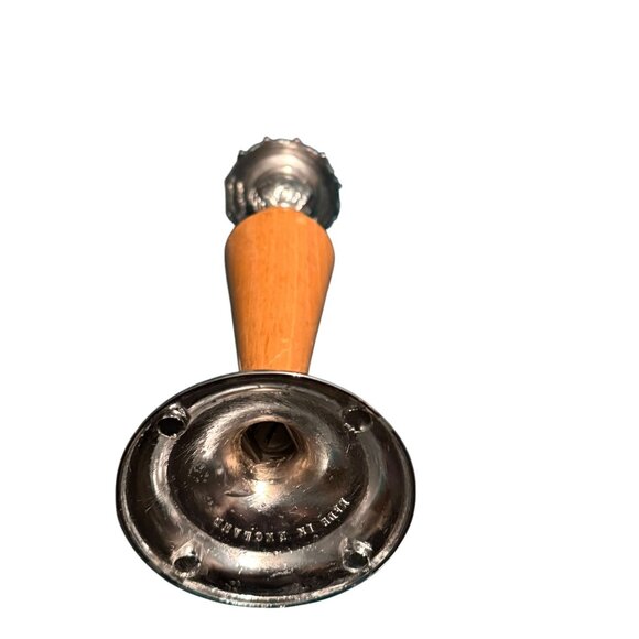 Pair Of Vintage English Silver Plate & Wood 8" Tall Candle Holders - Picture 9 of 9